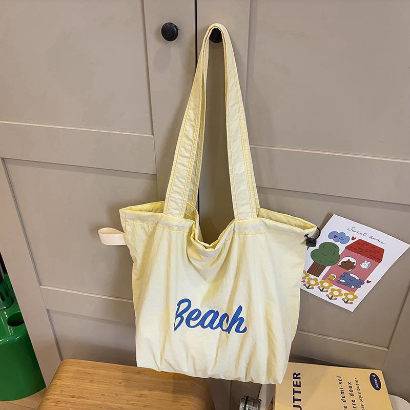 Сумка женская нейлоновая сумка через плечо с принтом алфавита, повседневная универсальная портативная сумка на шнурке большой вместимости