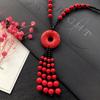 New Vintage Versatile Red Cinnabar Sweater Chain Natural Long Female Rose Necklace Pendant Accessories
