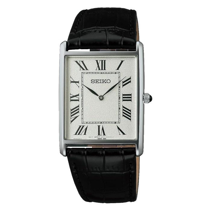 Мужские кварцевые часы Seiko Selection SSEH019 Серебристый/Черный кожаный ремешок