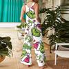 Women's Fashion Christmas  Print Casual Retro Sleeveless Button Jumpsuit