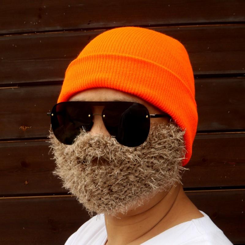 Mens Knit Beanie With Fake Beard Warm Plush Hat Punk Hip Hop Winter