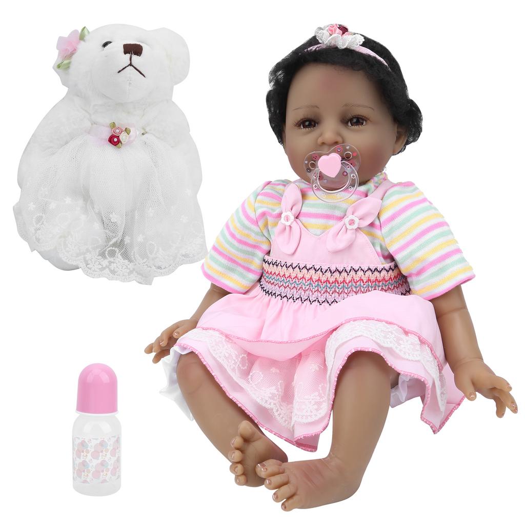 55 см кукла-реборн мягкая улыбающаяся кукла-девочка игрушка детская игрушка в подарок с соской детская бутылочка
