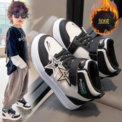 Бархатные туфли для девочек, кроссовки с высоким верхом, зимняя мягкая подошва, новинка 2025 года, детские и девичьи кеды с высоким верхом, хлопковые туфли для скейтборда