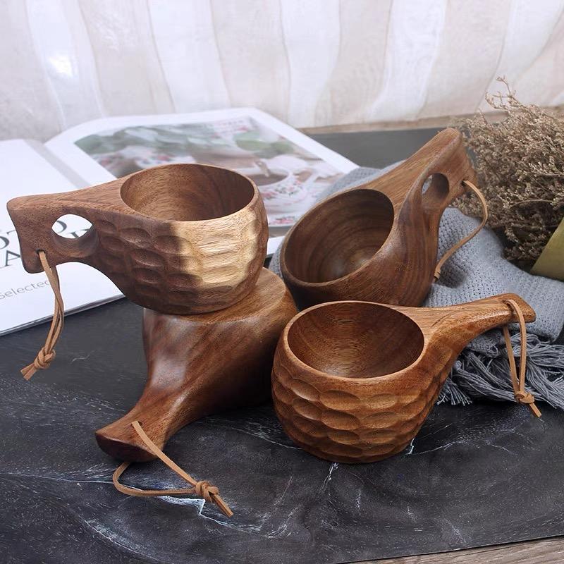 Натуральное дерево, цельный кусок, кружка из Финляндии, для дома, улицы, кемпинга, акация, вырезана без склейки, чашка для молока, чайные чашки