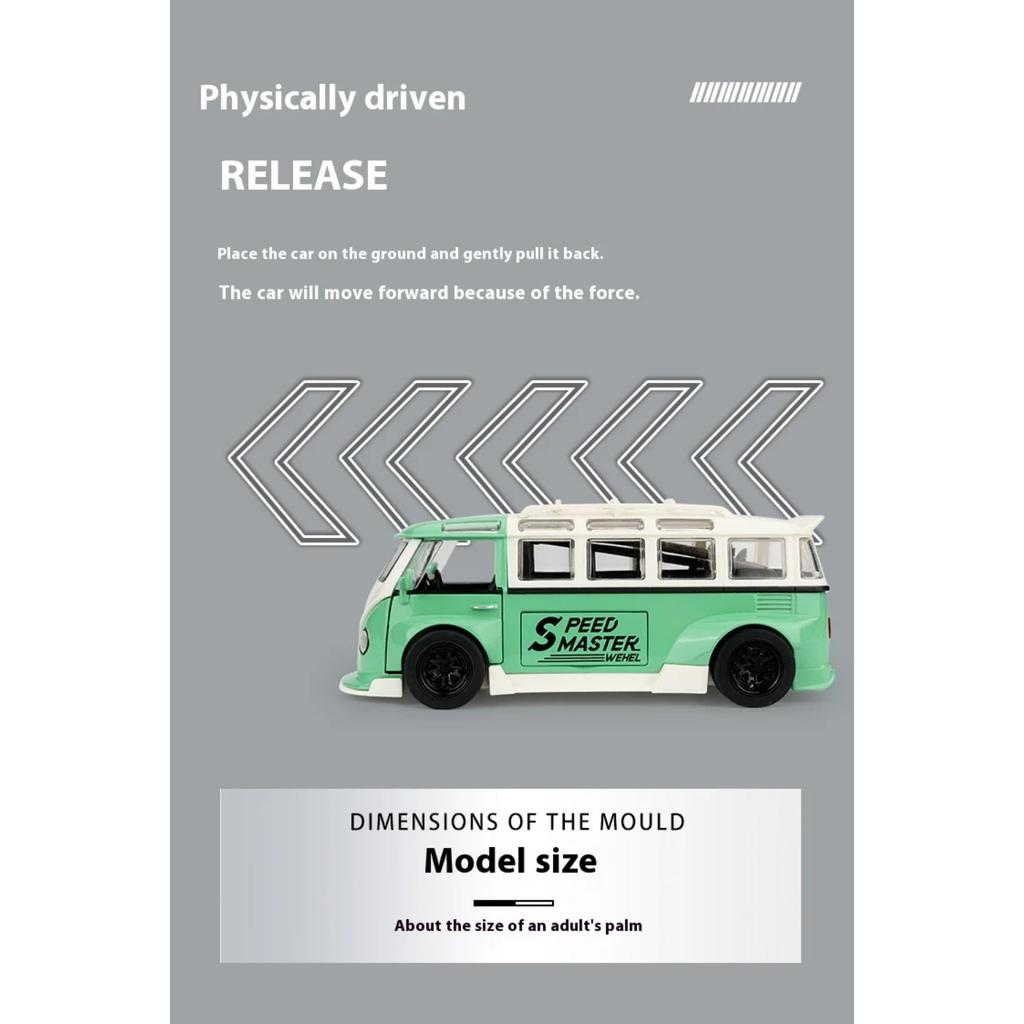 1/32 Автобус Volkswagen T1 Модифицированный Сплав Металл Литье под Давлением Модель Автомобиля Коллекция VW Транспортное Средство Детская Игрушечная Машина Подарочная Коробка на Праздник Подарок Масштаб