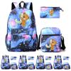 3Pcs/set Little Bear 26 English Letters Backpack Back To School Backpack Boy Girl Kawaii Shoulder Bag Pencil Case Student Bag