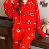 Праздничная большая красная женская пижама с принтом в виде вишни, милая рождественская пижама для маленьких собачек, домашняя одежда с героями мультфильмов на весну и осень