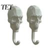 Eclectic Home Accessories 2Pcs 3D Printed Skull Wall Hook, Gothic Dark Mounted Hanger, Geometric Artistic Storage Towel Key Hat Hook for Bathroom