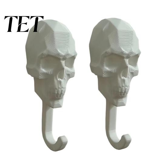 Eclectic Home Accessories 2Pcs 3D Printed Skull Wall Hook, Gothic Dark Mounted Hanger, Geometric Artistic Storage Towel Key Hat Hook for Bathroom