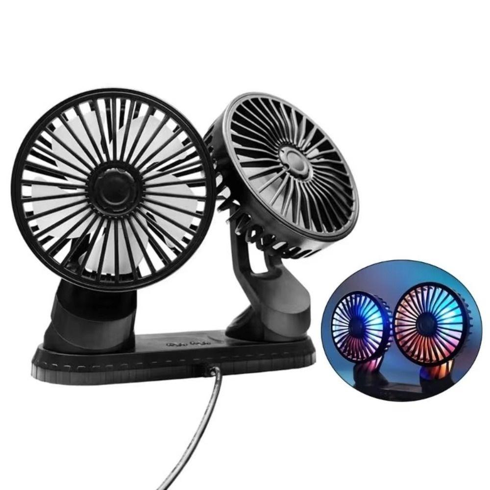Low Noise Universal Cooling Fan 360° Rotatable Dashboard Air Circulator Fan Dual Head Fan Desktop