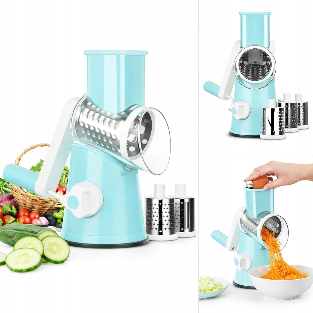 Manual Rotary Shredder With Graters For Vegetables, Cheese, Potatoes, 3 Inserts