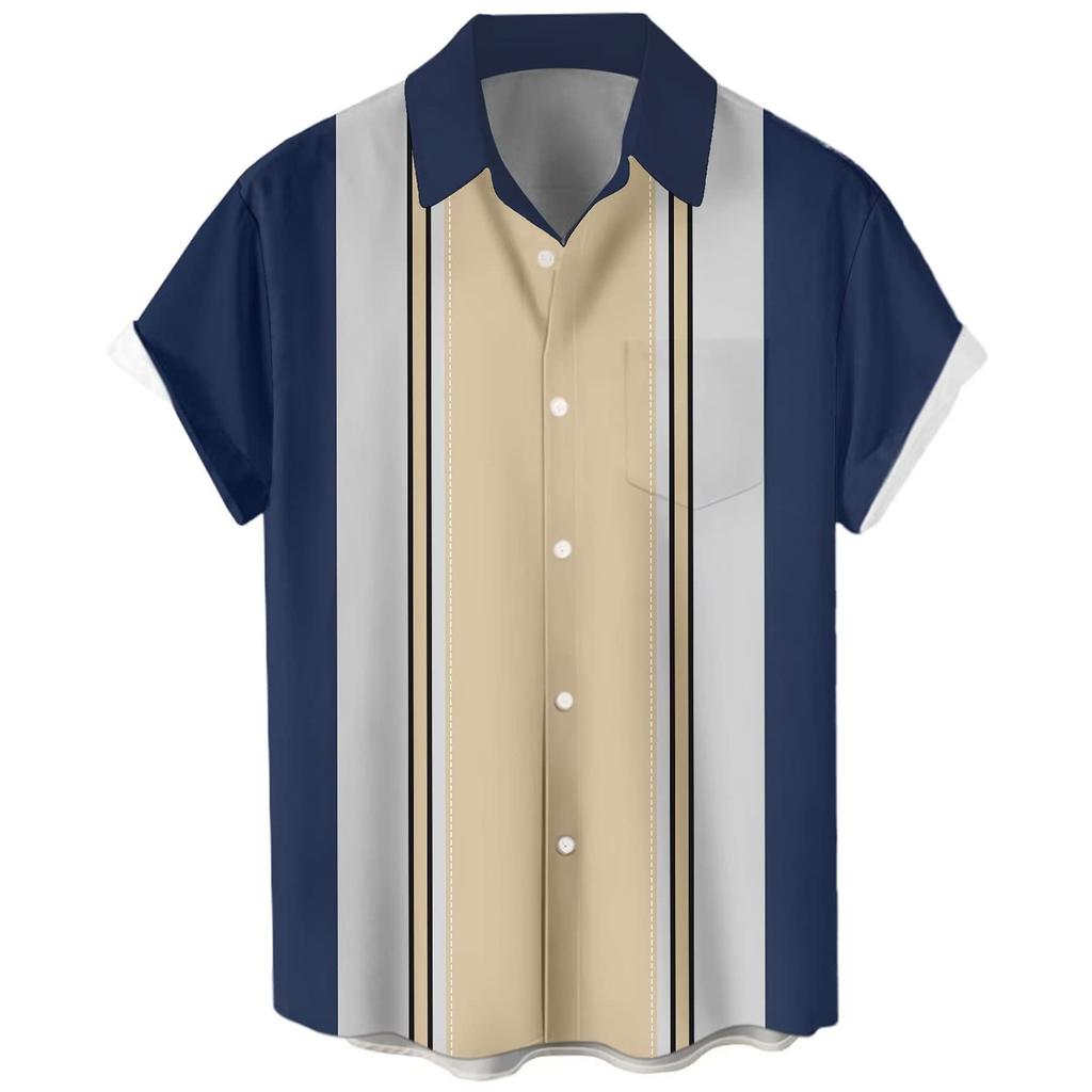 Hawaiian Shirt For Men, Men's Vintage Button Down Bowling Shirts Short Sleeve Summer Beach Shirt