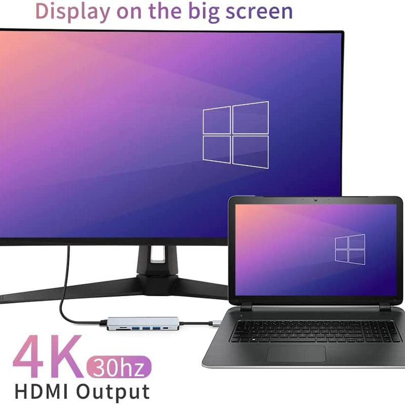USB-C/USB-A Dual-Interface Hub 5-in-1 Adapter with USB3.0/2.0 Ports and SD/TF Card Reader for Laptops and Desktop Computers