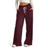 Women's Wide Leg Casual Pants High Waist Striped Sports Pants