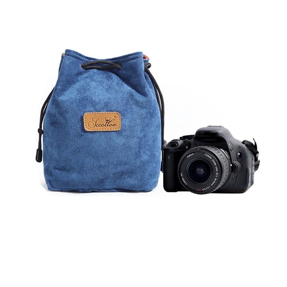 Portable Camera Storage Bag Soft Lens Protective Case Vintage Lens Pouch for Canon/Nikon Camera