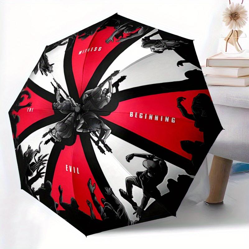 1pc Resident Evil Pattern Umbrella, Fashionable, Personalized, High-Value Folding Umbrella, a Must-Have for Summer, 8-Rib Durable Iron Frame, Tri