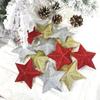 6Pcs/set Five-pointed Star Pentagram Christmas Pendant Glitter Glitter Christmas Pendant  Festive