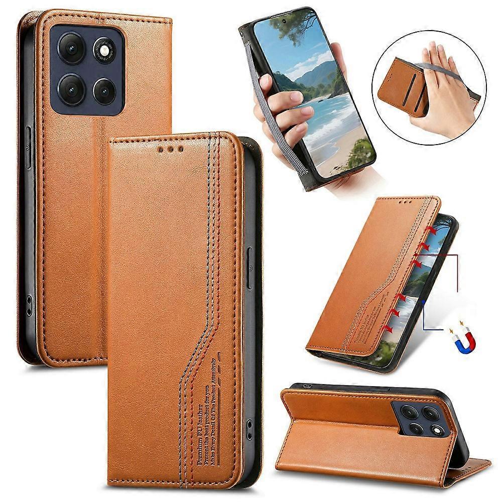 Compatible For Motorola Moto G86 Power 5G Case Wallet Tri-Color Stitching Leather Phone Cover with Elastic Wristband