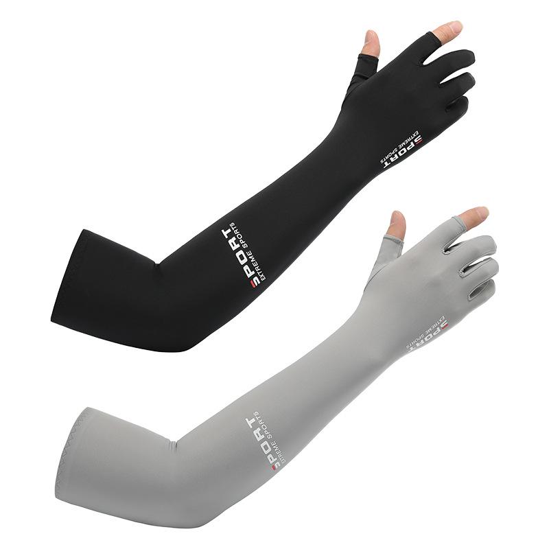 Unisex Two-Finger Ice Silk Sun Protection Sleeves with Anti-Slip Grip for Summer Cycling and Driving