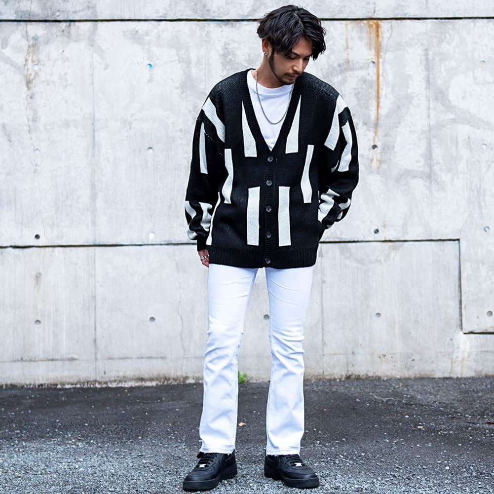 Cavalier Unisex Denim Flared Size 42 White Men's Pants, Jeans, Stretch, Cut-Off Fabric, CAMY22-08, (S),