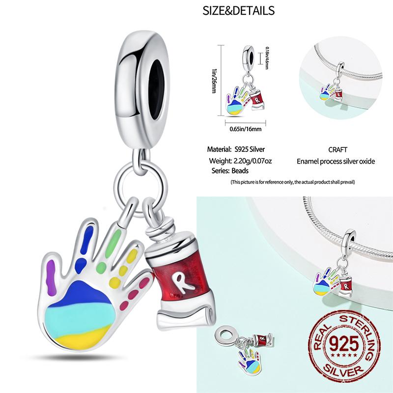 Copper School Backpack Book Pencil Trophy Charm Beads Fit The Original Charm Bracelet Women Diy Jewelry