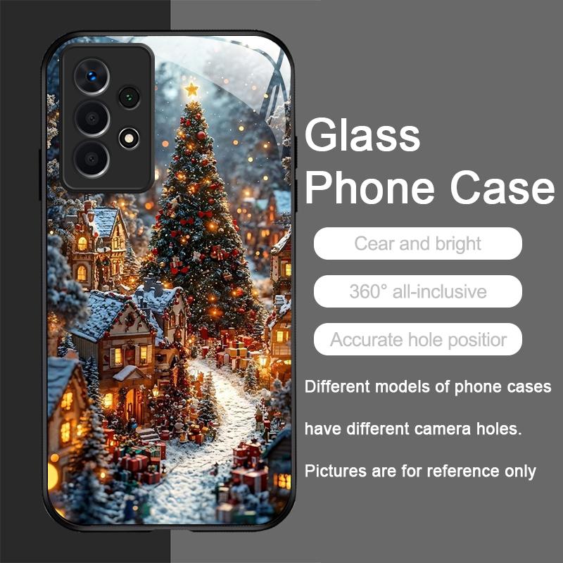 Funny Christmas Tree Gift Snowy Town Scenery Creative Phone Case for Samsung Galaxy S25 Ultra S24 S23 Plus S22 S21 S20 FE Cover