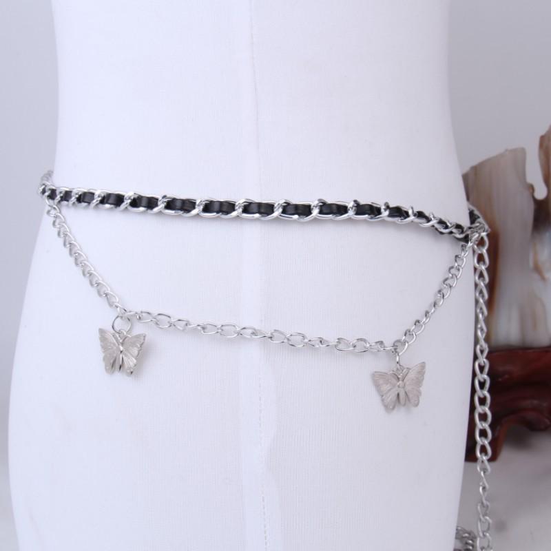 Поясная цепочка женская цепочка с бабочками декоративная с короткой юбкой брюками тонкий ремень поясная цепочка