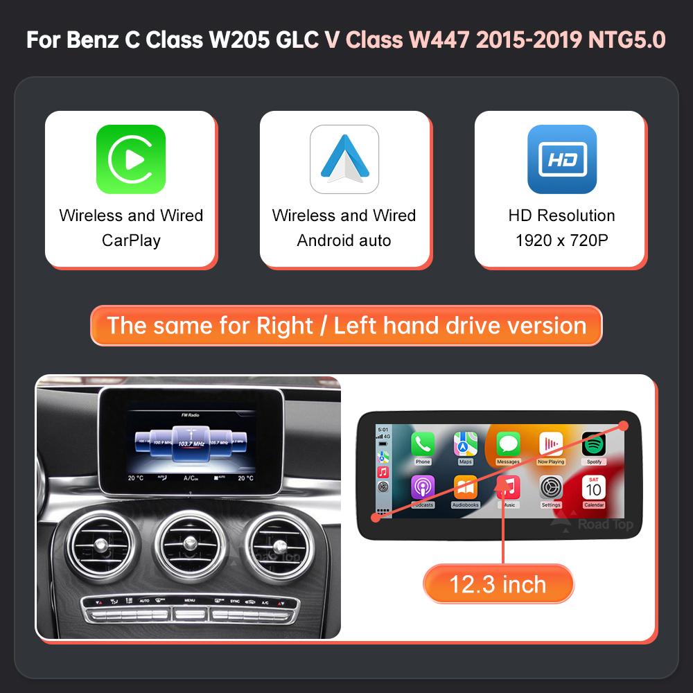 Linux мультимедийный экран беспроводной CarPlay Android Auto для Mercedes-Benz W205 W176 GLC ACV Class W447 CLA GLA 2015-2018 NTG5.0