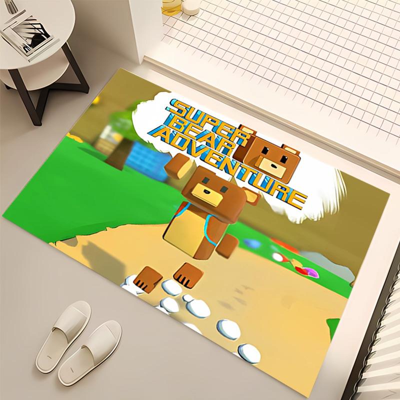 1pc Game Super Bear Adventure Print Area Rug - Soft, Washable Non-Slip Indoor Mat, Living Room, Home Office Decorative Rug,Office Decorative