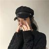 Korean Autumn and Winter Beret Hat Women Casual All-match PU Leather Hat Navy Hat British Retro Flat Peaked Cap