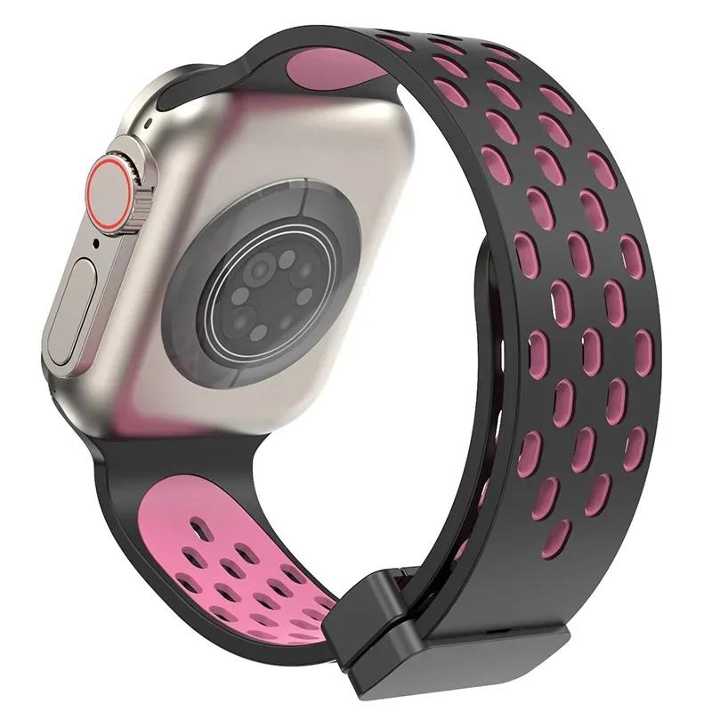 Магнитный силиконовый ремешок для Apple Watch Band Ultra 3 2 49мм 45мм 41мм Браслет для iWatch Series 11 10 9 8 7 6 SE 5 4 3 38мм 46мм 42мм 44мм