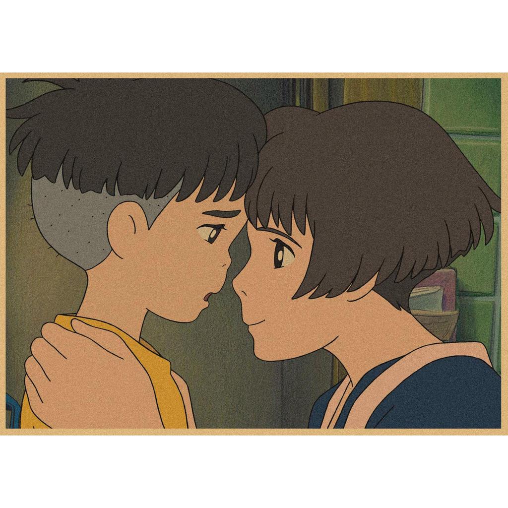 Ponyo on the Cliff Retro Anime Poster - Vintage Kraft Paper Wall Art