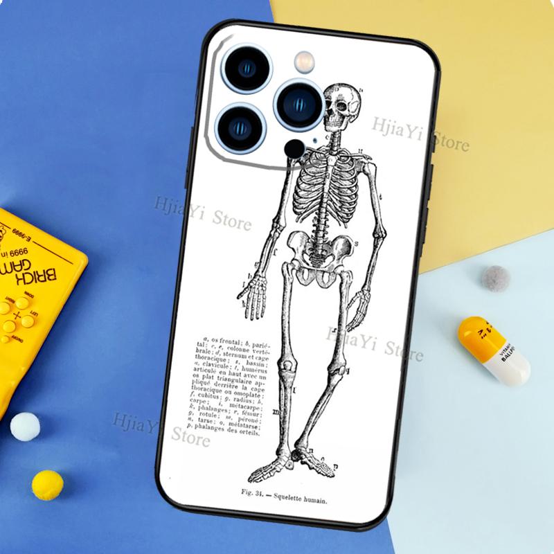 Skeleton Art Case For iPhone 11 14 15 16 Plus Soft Phone Cover For iPhone XR X XS 12 13 Pro MAX Mini