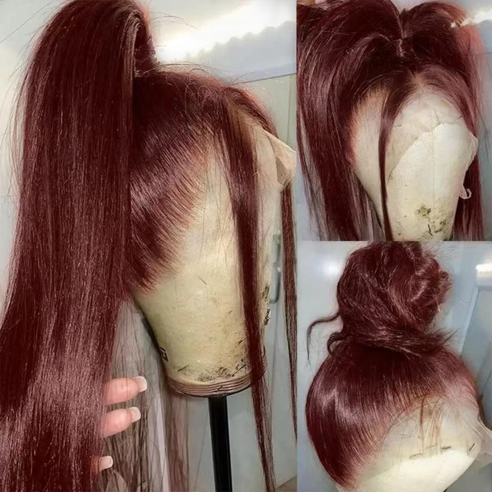 Front lace long, hot-selling brown high temperature silk chemical fiber lace wig cover in stock