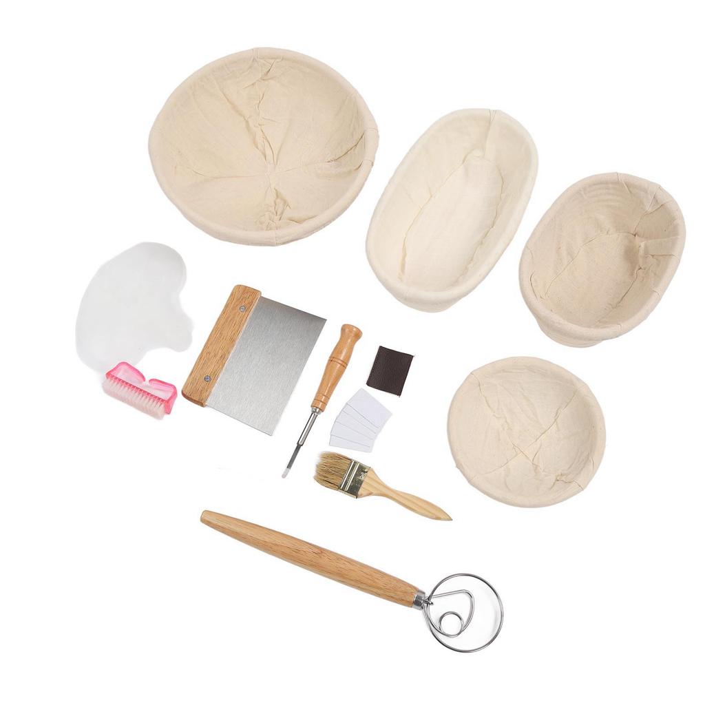 Набор корзин для расстойки хлеба, круглая овальная корзина из натурального ротанга для расстойки закваски со скребком для теста