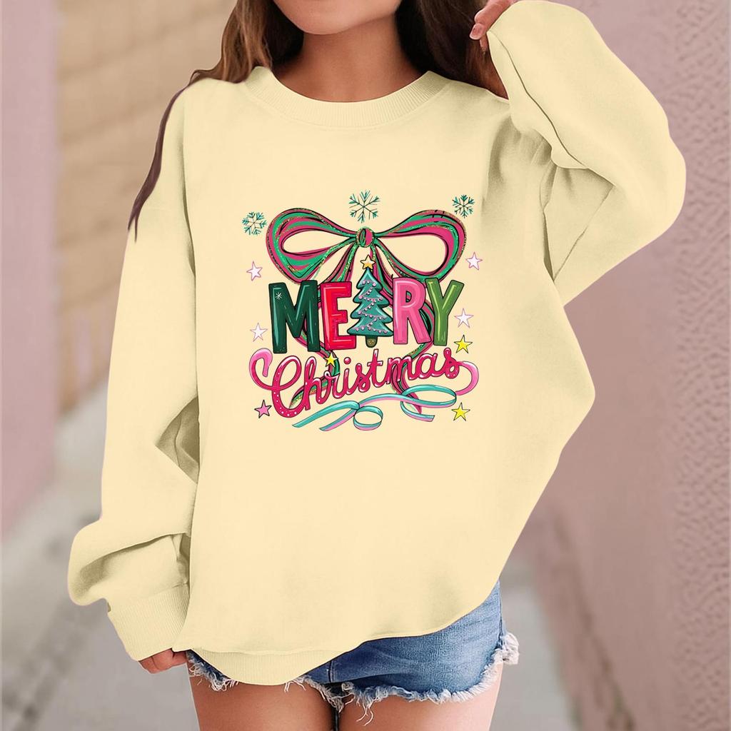 Children's Fashionable Casual Long-sleeved Loose Christmas Print Pullover Sweatshirt