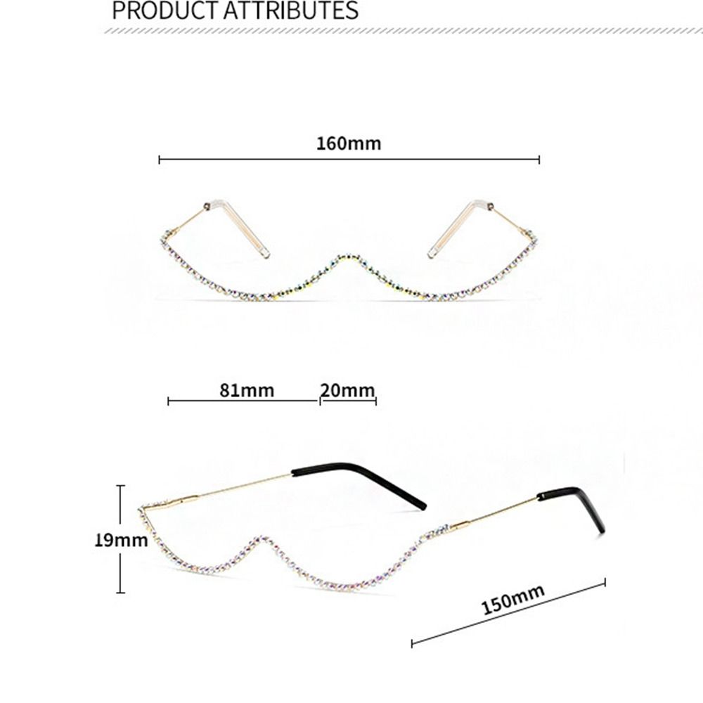 Rhinestone Fake Glasses Rhinestone Eyeglasses Frames Half Frame Glasses  Sunglasses Frames