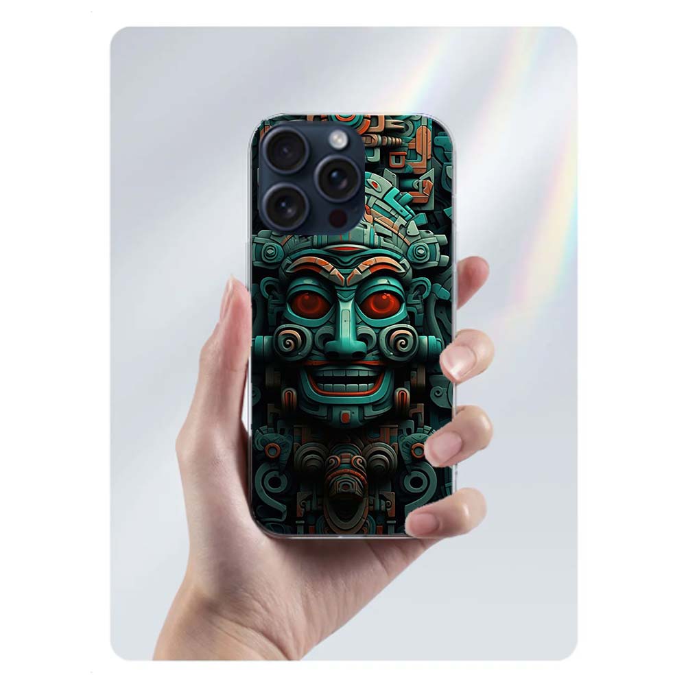 Ацтекский Майя Каменный Чехол Capa для iPhone 17 Air 16 Pro Max 15 12 Pro 14 Plus 17E 16E 11 13 Mini Чехлы Fundas Cell Прозрачный