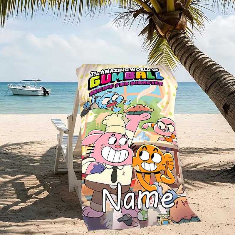Customizable personalized beach towels The Amazing World of Gumball themed designs.Suitable for the beach, yoga, sports;ideal as beach accessories