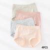 4pcs Women's High-waist Breathable Comfort Shorts Mid-waist Thin Triangular Underpants for Summer