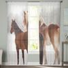 Тюлевая вуаль с изображением лошади, снежной сцены, занавеска для спальни, оконная занавеска для гостиной, прозрачные шторы, жалюзи, шторы из органзы