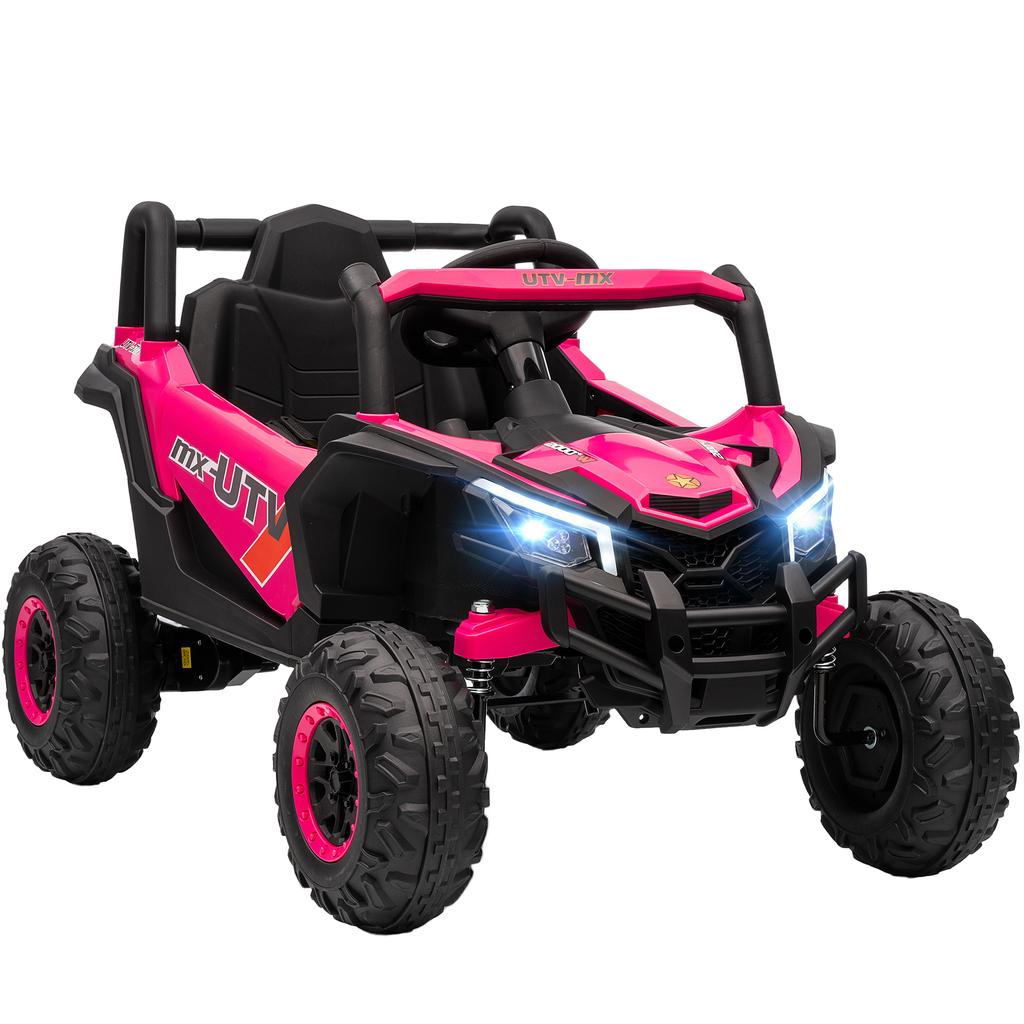 12V Electric Car for Kids, Remote Control Function, Belt, Horn, LED Lights, USB Port, for 3-5 Years, Pink