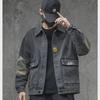 Мужская черная джинсовая рабочая куртка - весна 2024 года, повседневный топ с лацканами