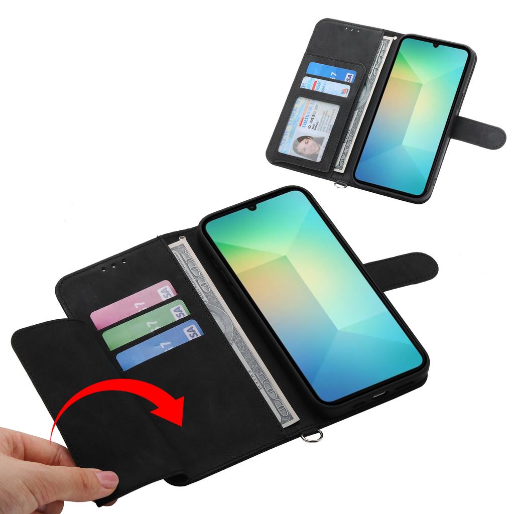 For Samsung Galaxy A06 4G Case Flower Pattern PU Leather Wallet Phone Cover with Strap