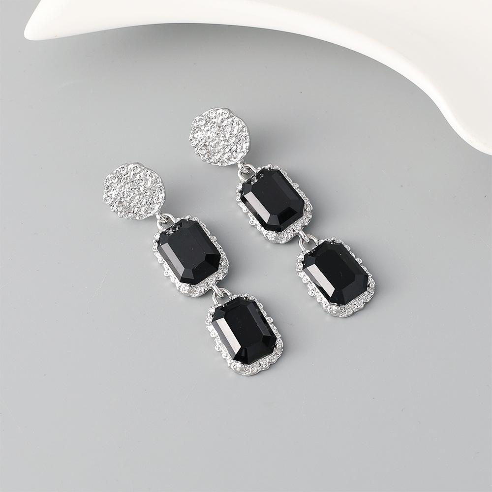 DIGADAGU Metal Rhinestone Square Angle Earrings New Women's Exagerated Simple Earrings Daily Zircon Accessories