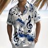 3d Music Symbol Print Hawaiian Shirts for Men Short Sleeve Shirt Summer Beach Casual Man Clothing Loose Oversized Men Shirt Tops