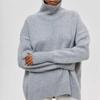 Women's Solid Color Turtleneck Sweater Autumn and Winter Loose Knit Sweater Lapel Hundred Sweater