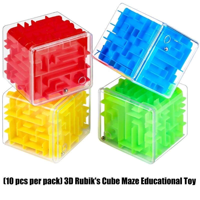 10PCS 3D Labyrinths Cubes Set Cognitive Training Maze Puzzle Toy Portable Travel Friendly Bead Maze Toy Safe For Children