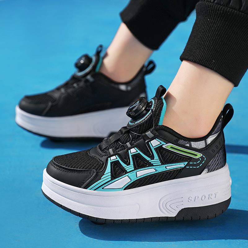 Обувь для роликовых коньков для мальчиков и подростков Съемные плоские туфли Колеса для роликовых коньков для девочек Кроссовки для детей