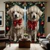 2pcs HD Christmas Teddy Pet Decorative Curtain Grey Tie Digital Printed Curtain Home Decoration Style Decorated Living Room B
